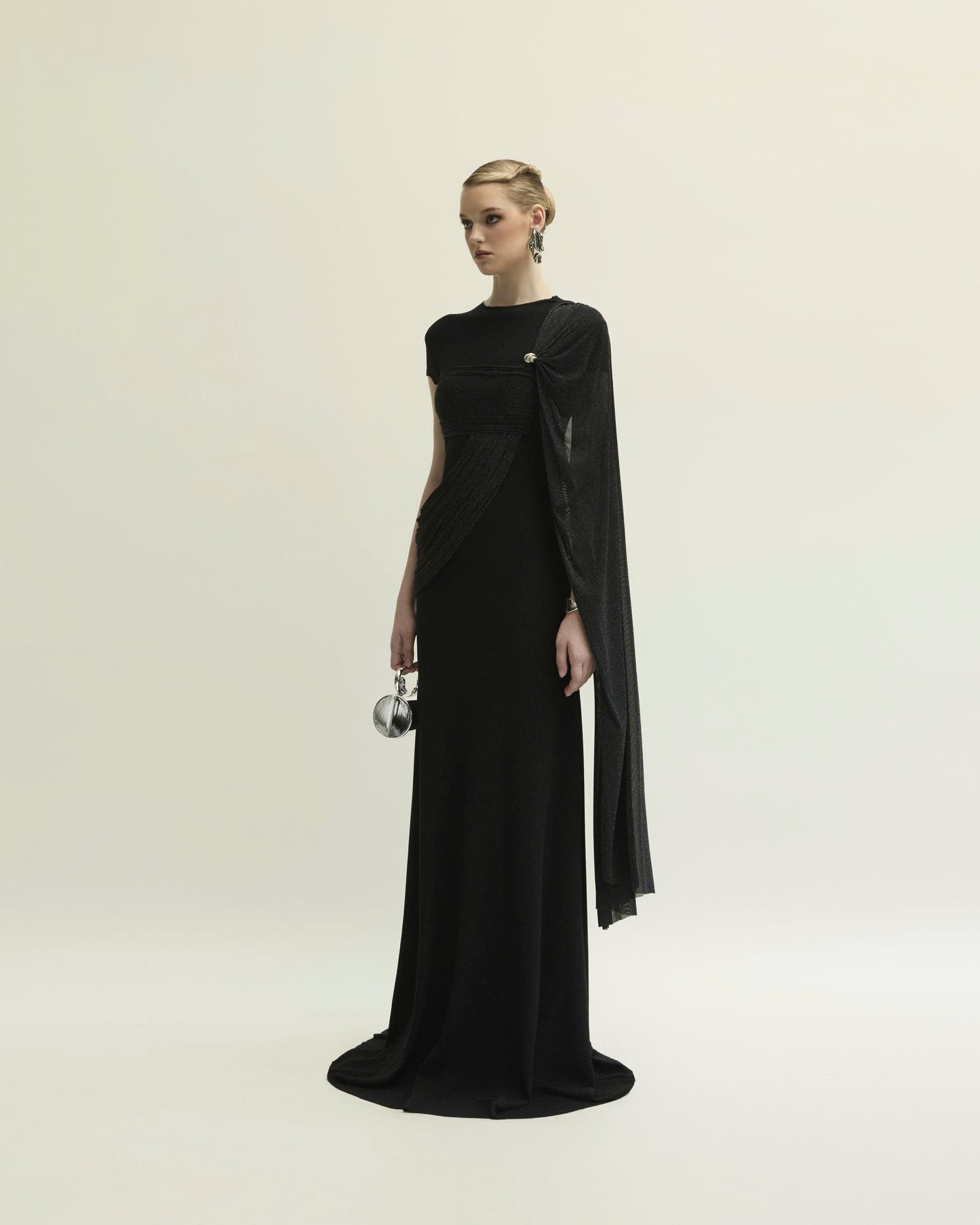 Midnight Grace Draped Gown