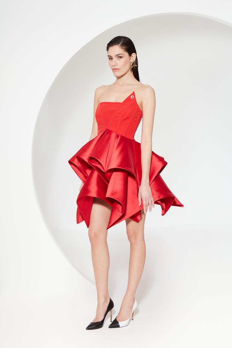 Asymmetrical Ruffled Dress