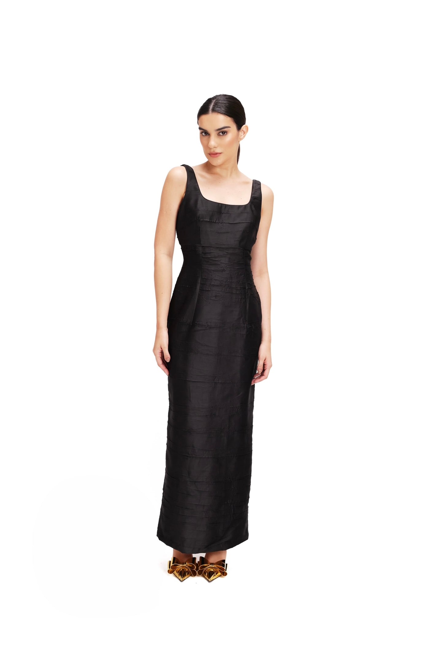 Elegant Satin Maxi Dress with Cropped Jacket