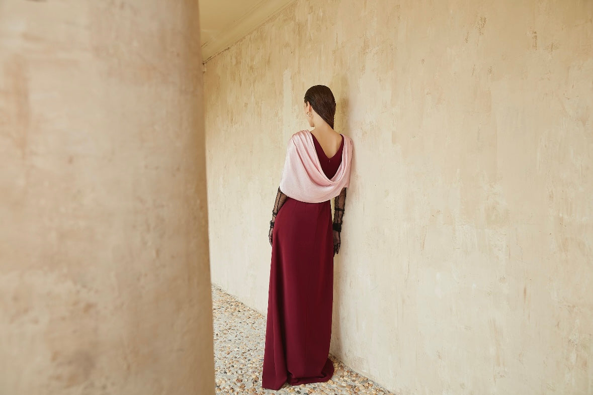 The Draped Burgundy Gown