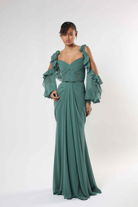 Green Chiffon Gown