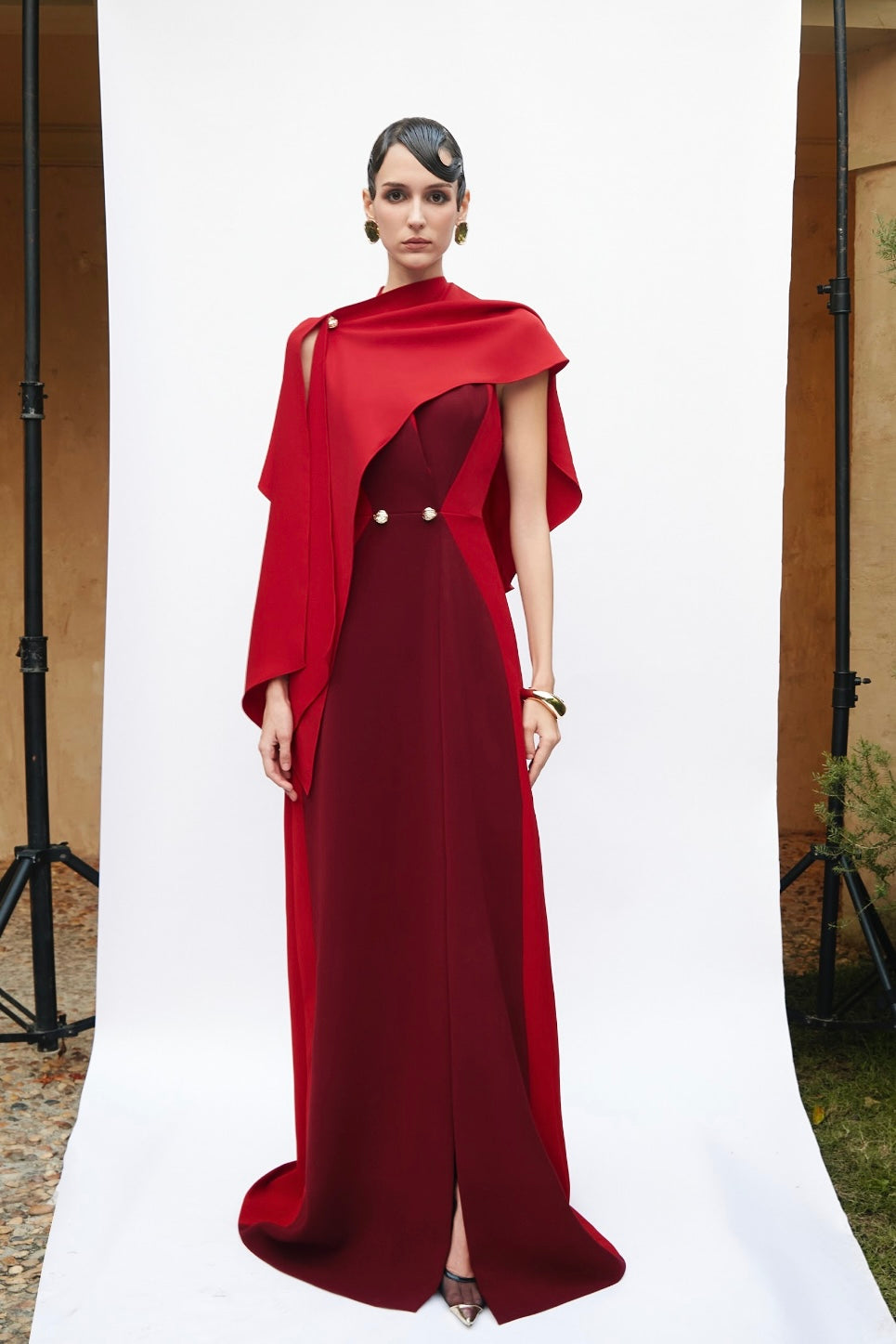 Draped Cape Gown