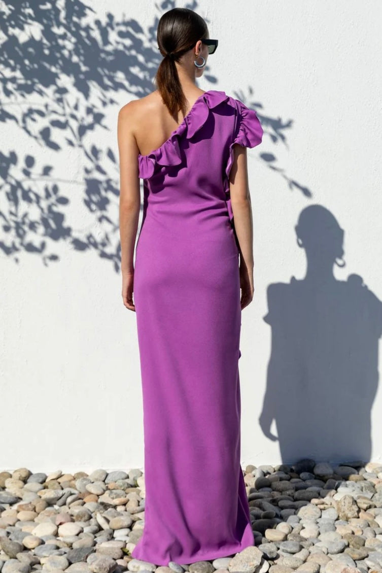 ONE SHOULDER FLYWHEEL DRESS