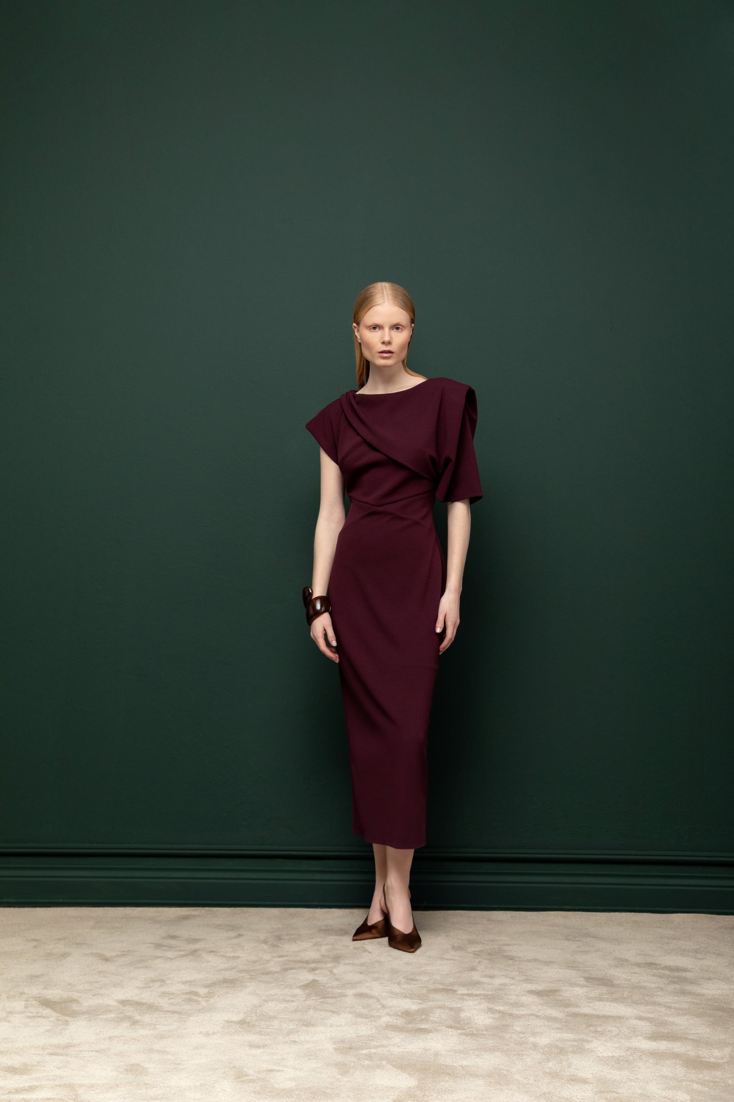 Burgundy Grace Draped Dress