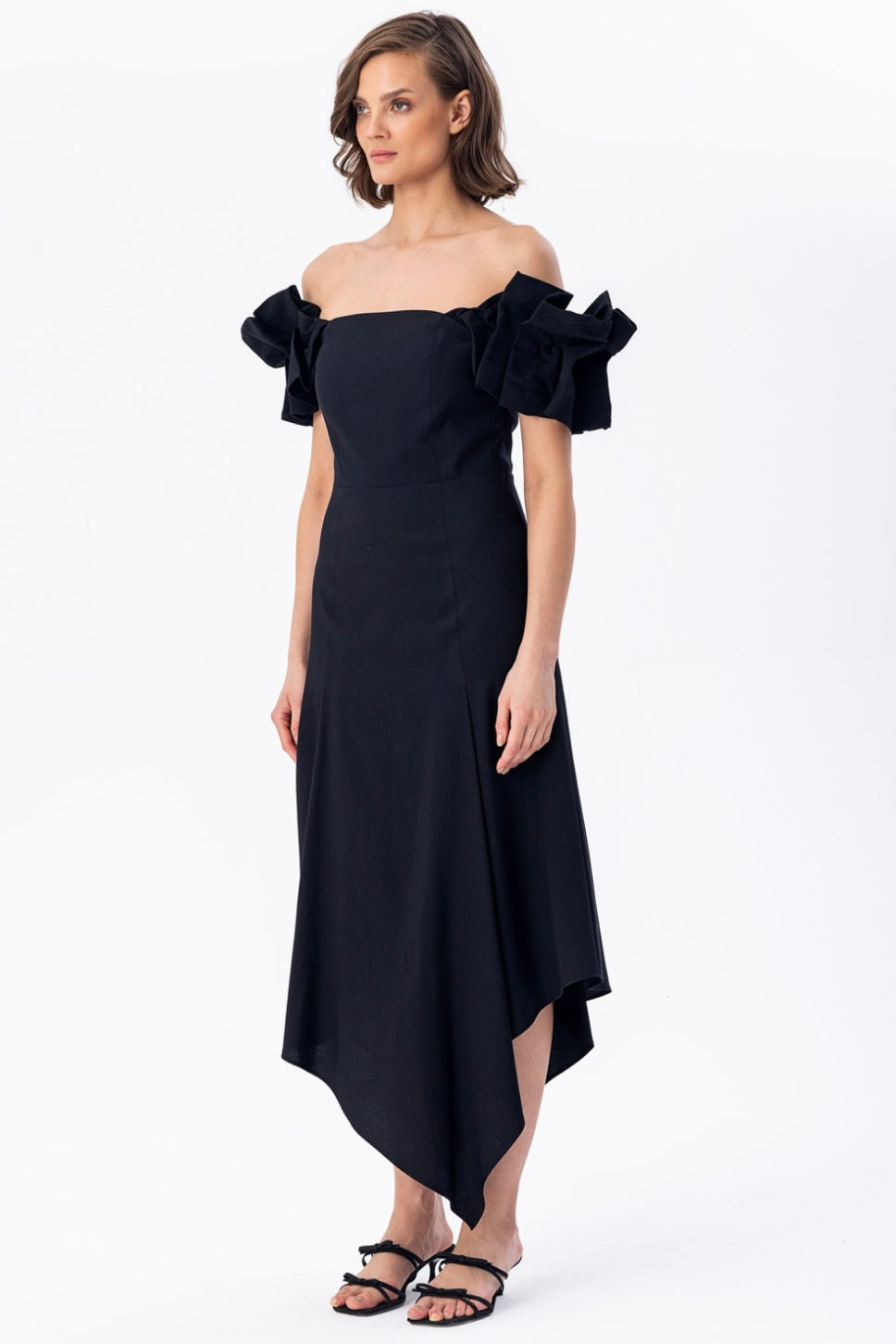 Low-Arm Midi Dress