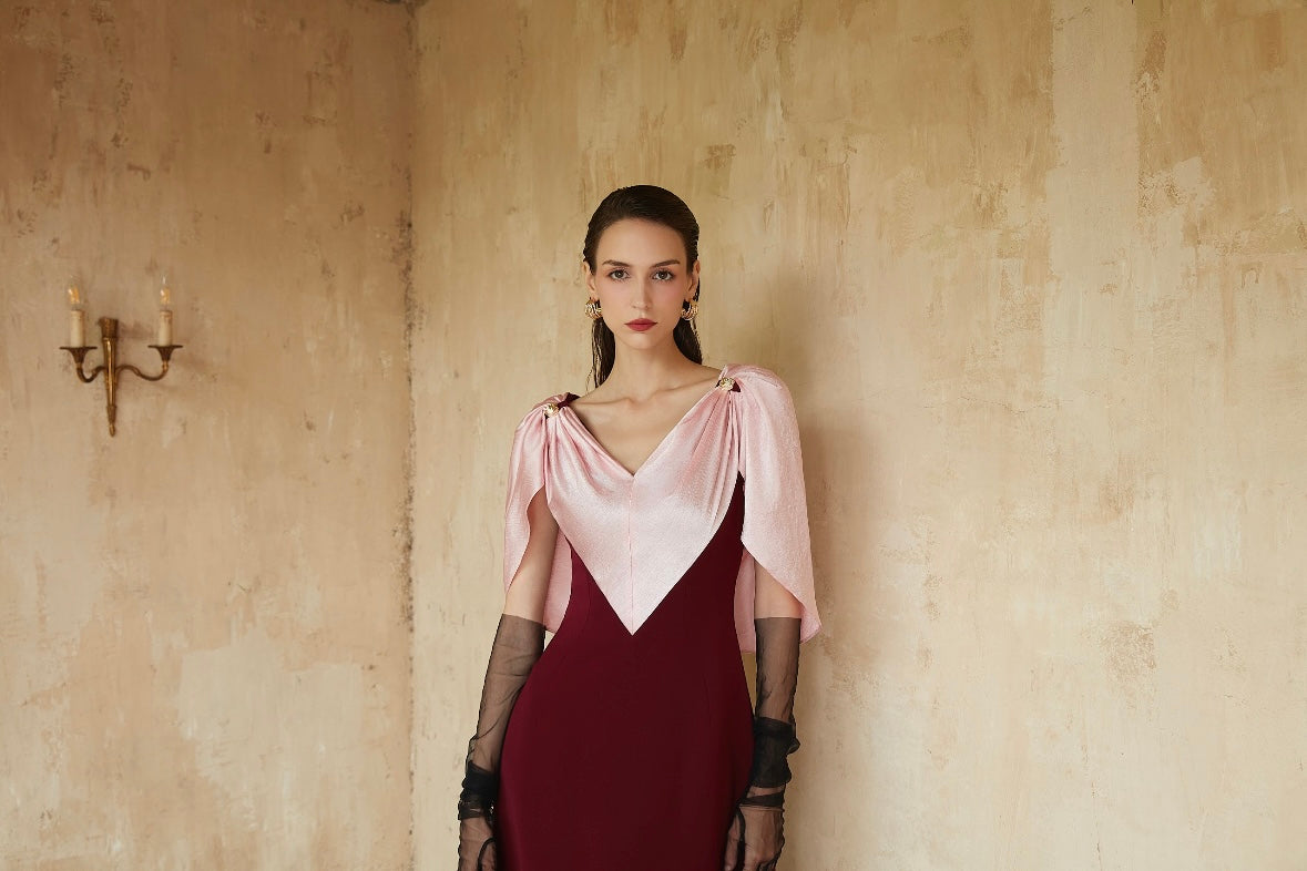 The Draped Burgundy Gown