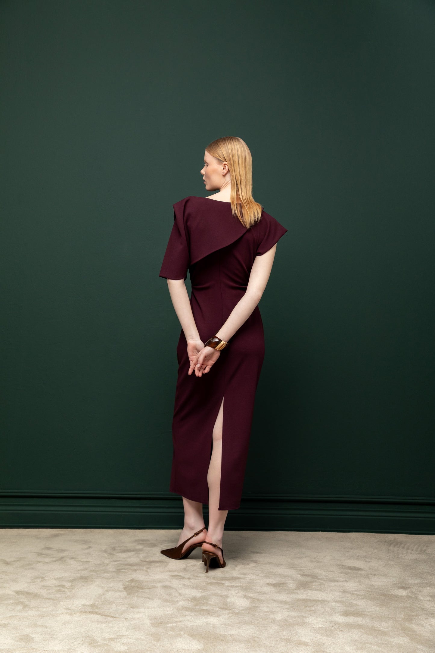 Burgundy Grace Draped Dress
