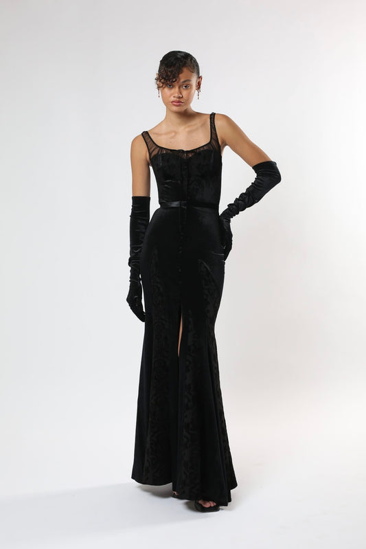 Print Velvet Gown