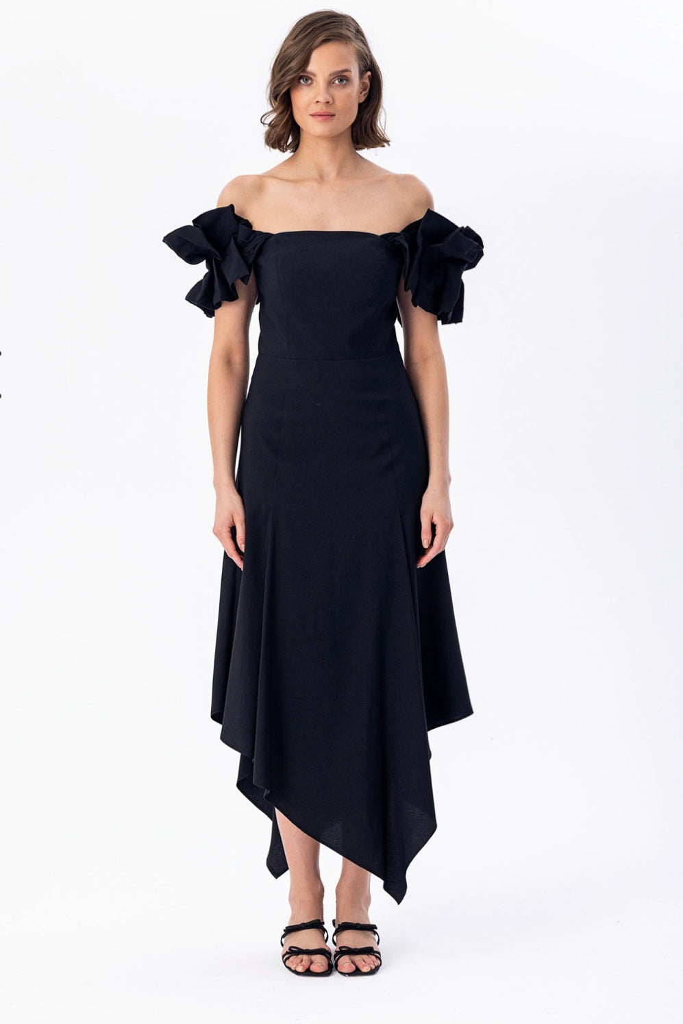 Low-Arm Midi Dress