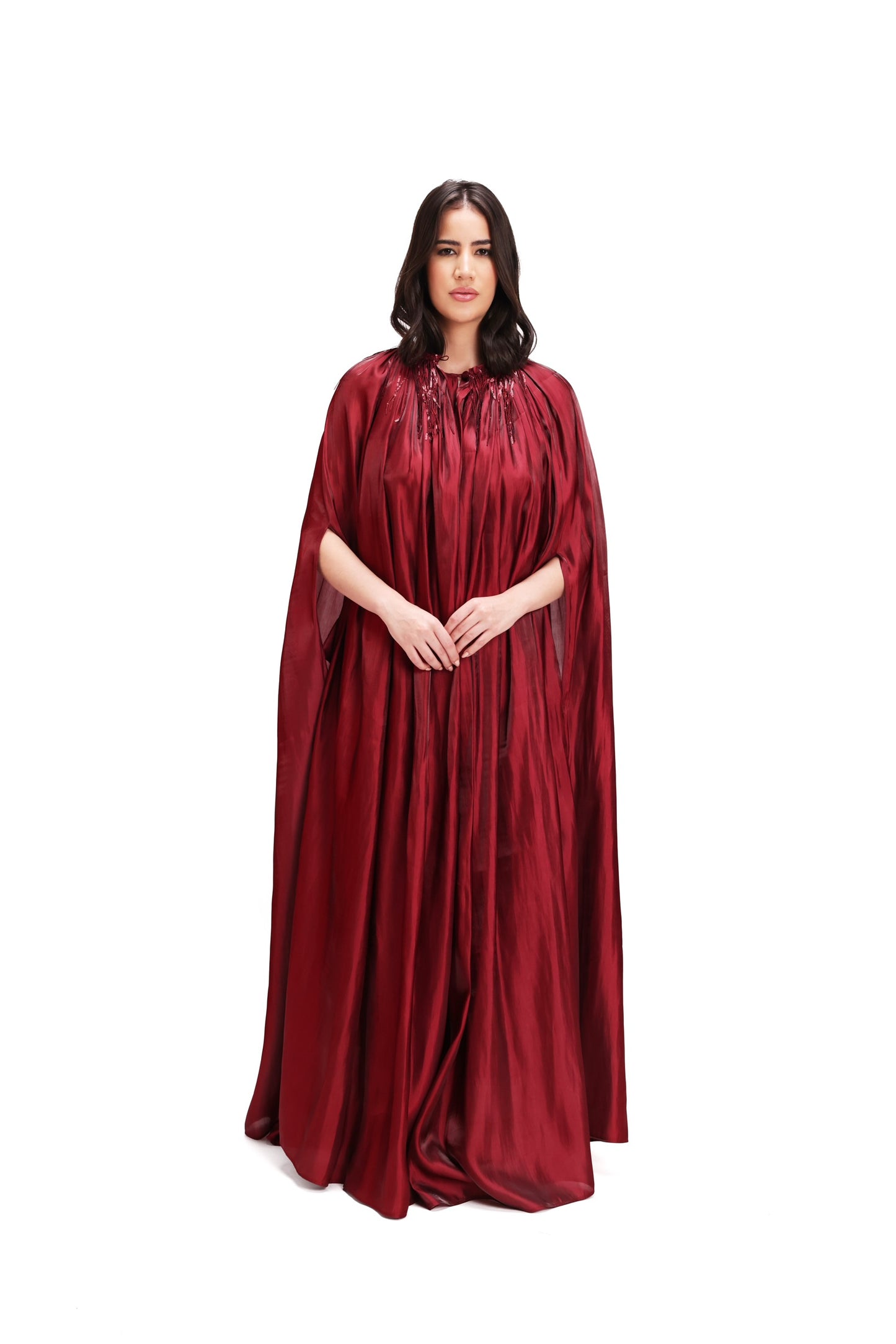 Embellished Flowing Kaftan Gown
