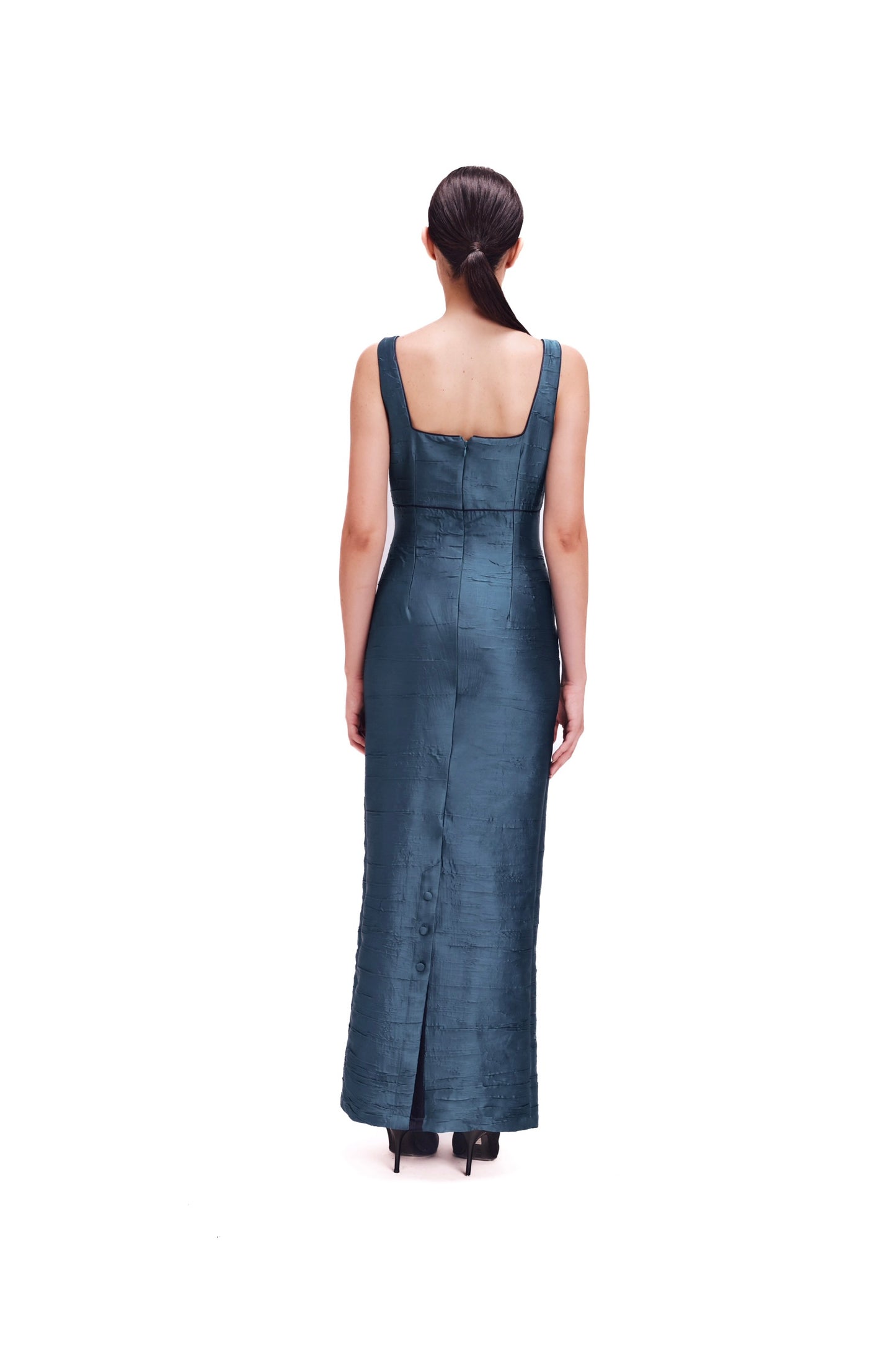 Elegant Satin Maxi Dress with Cropped Jacket
