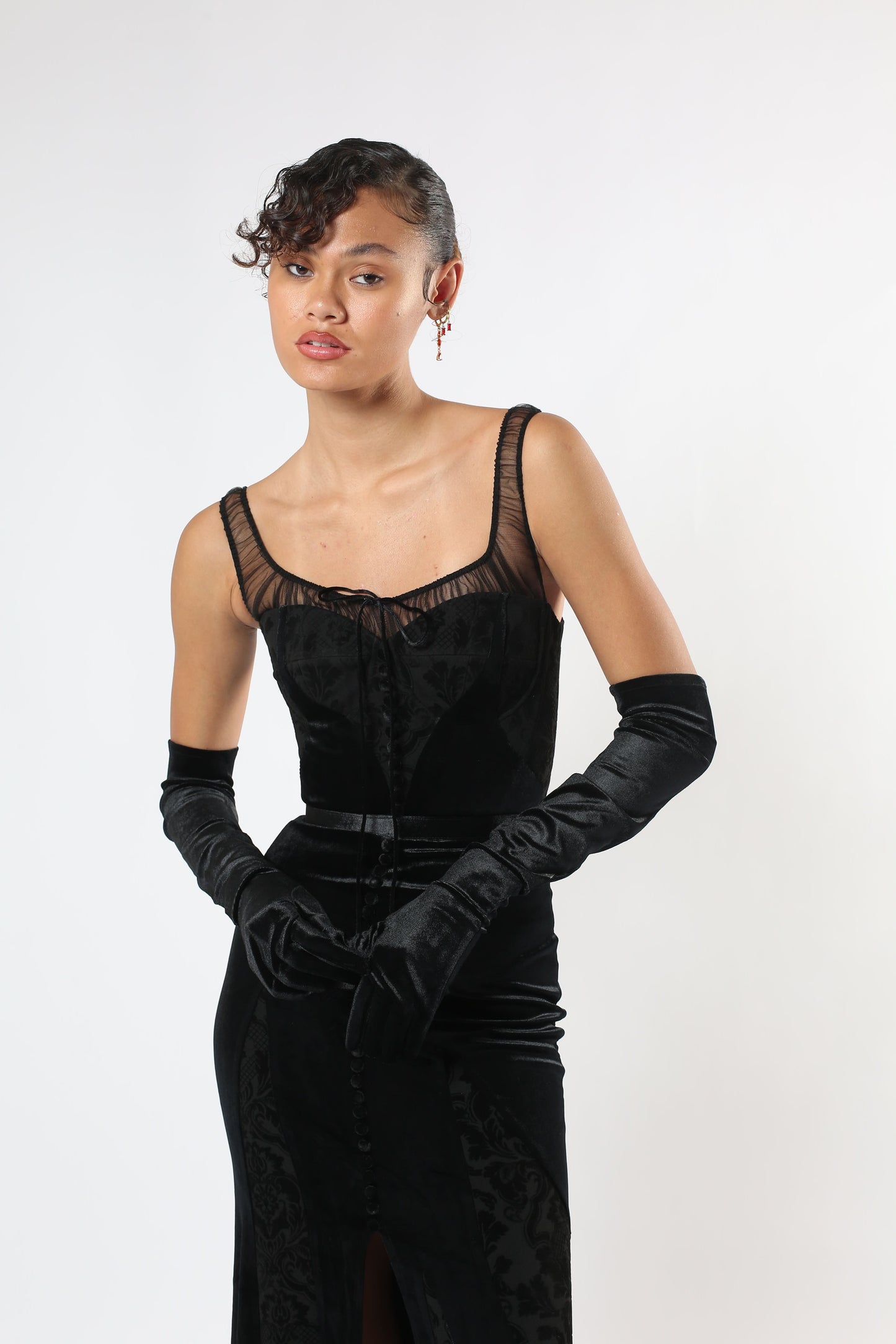 Print Velvet Gown