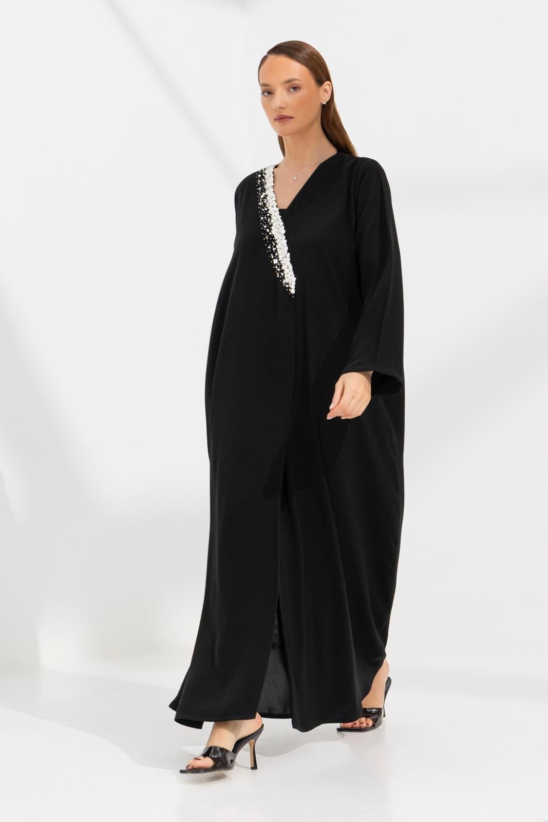 Sophisticated Black Abaya with Unique Asymmetrical Detail