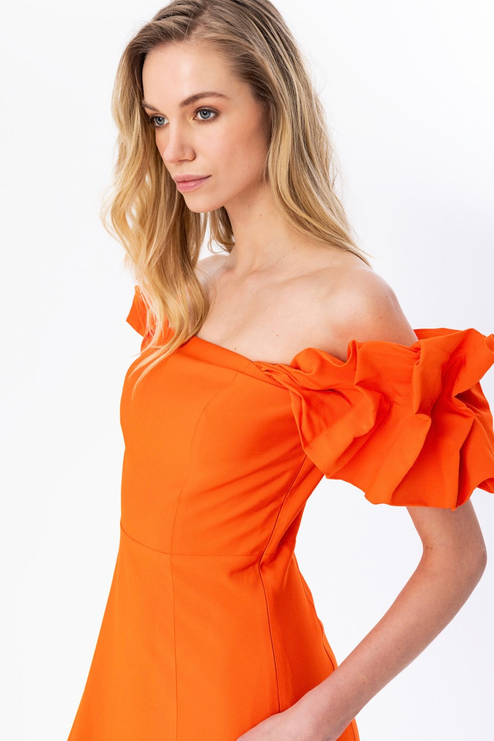Low-Arm Midi Dress