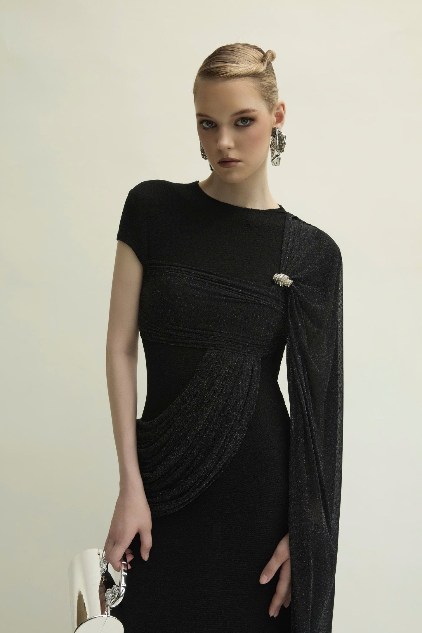 Midnight Grace Draped Gown