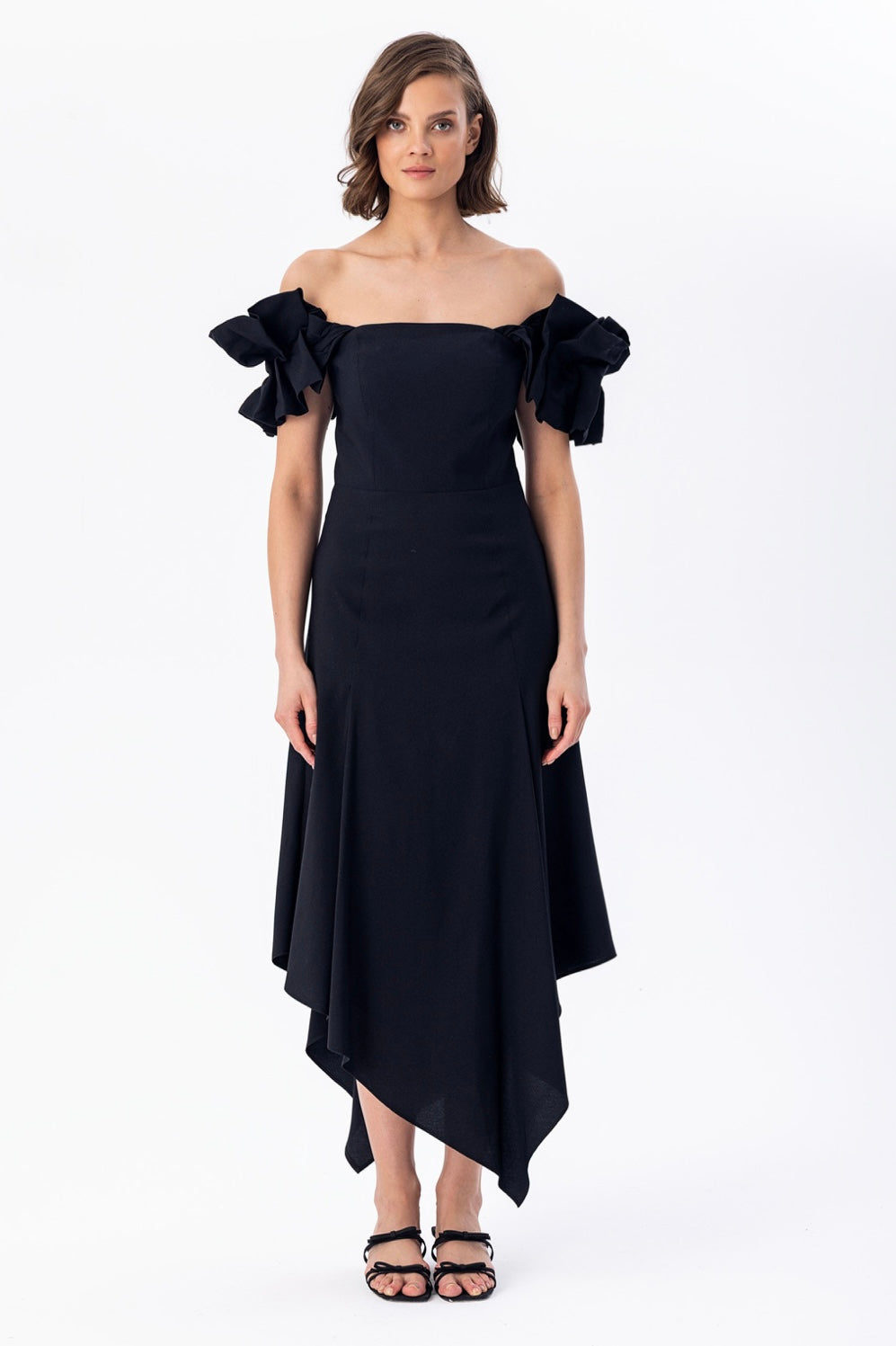 Low-Arm Midi Dress
