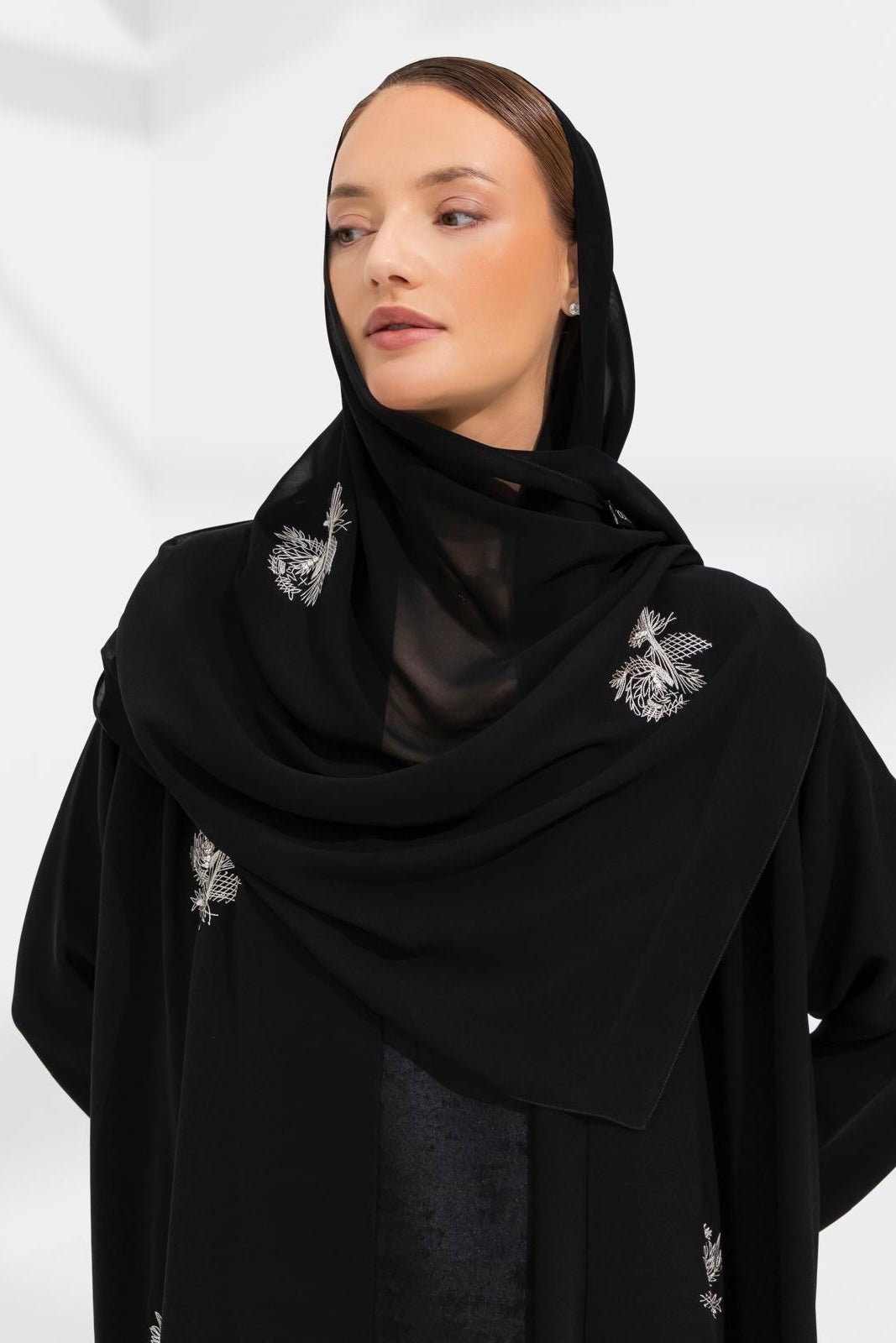 Black Floral Abaya