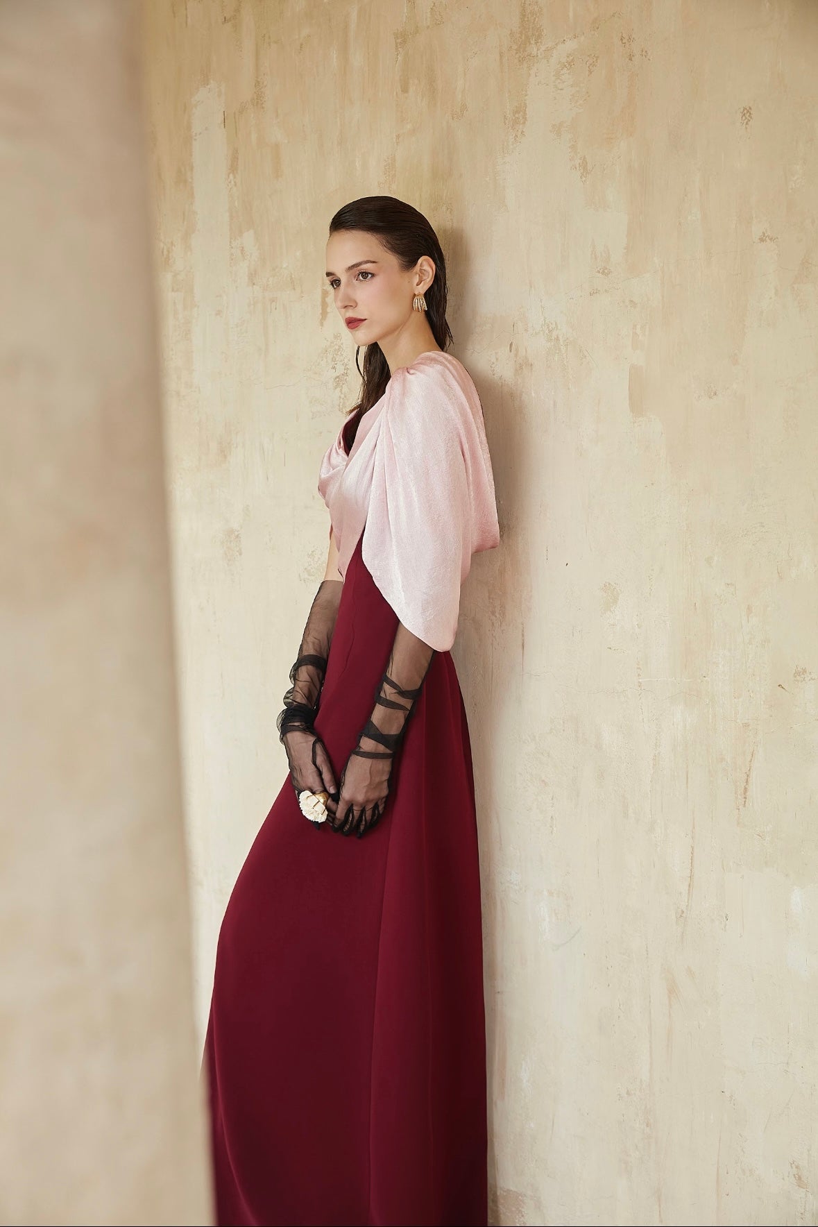 The Draped Burgundy Gown