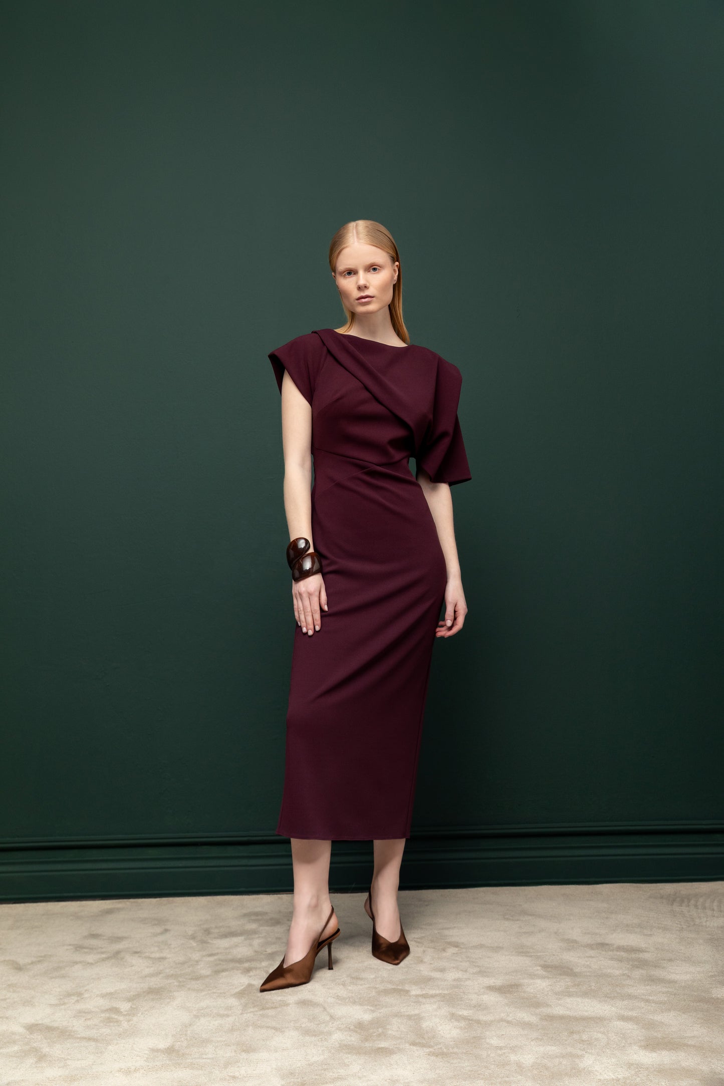 Burgundy Grace Draped Dress