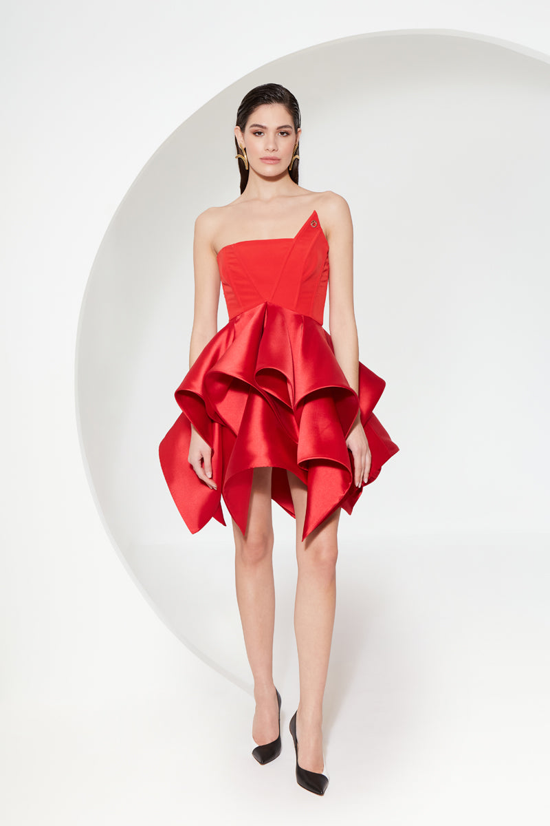 Asymmetrical Ruffled Dress