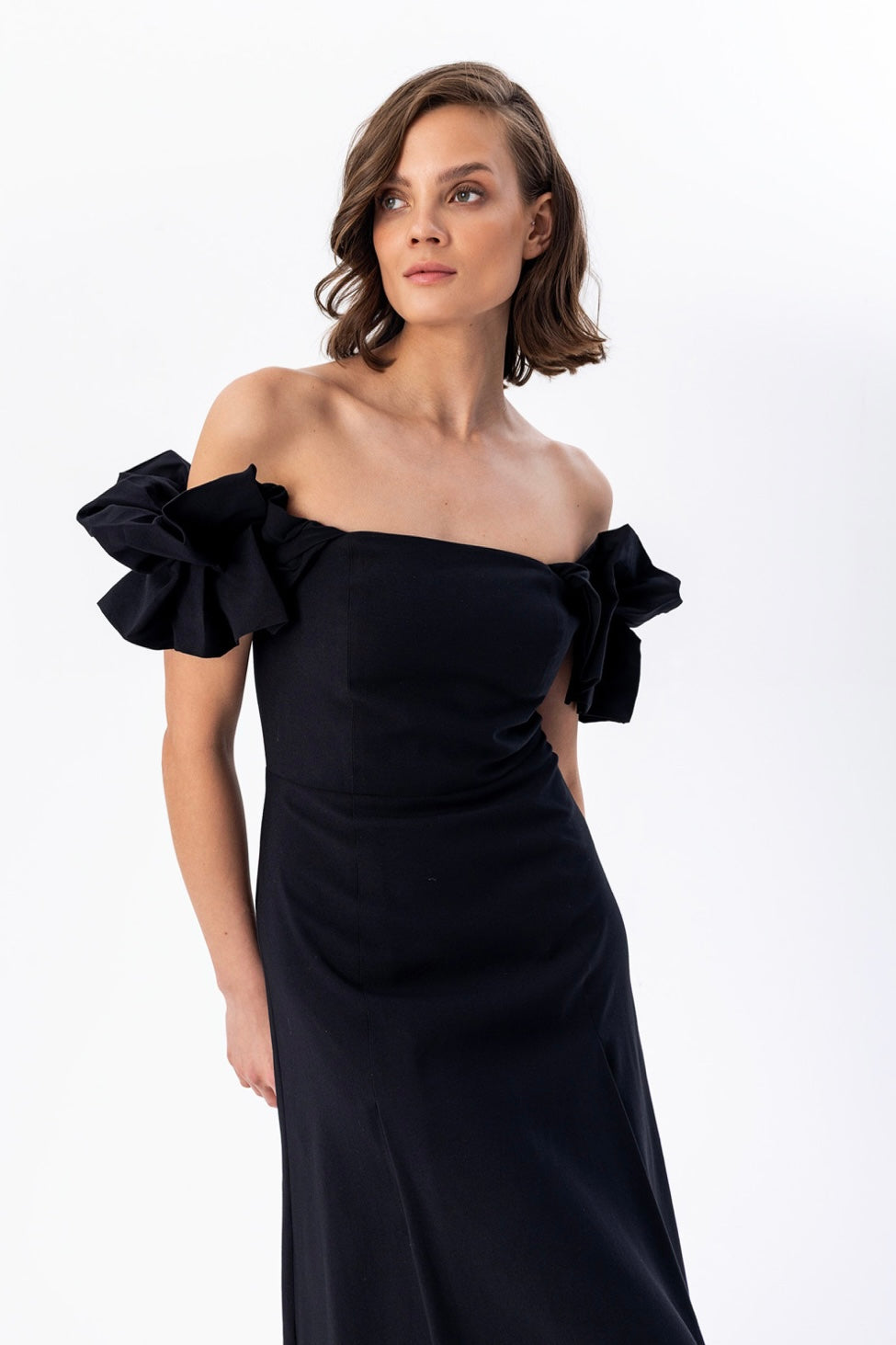 Low-Arm Midi Dress