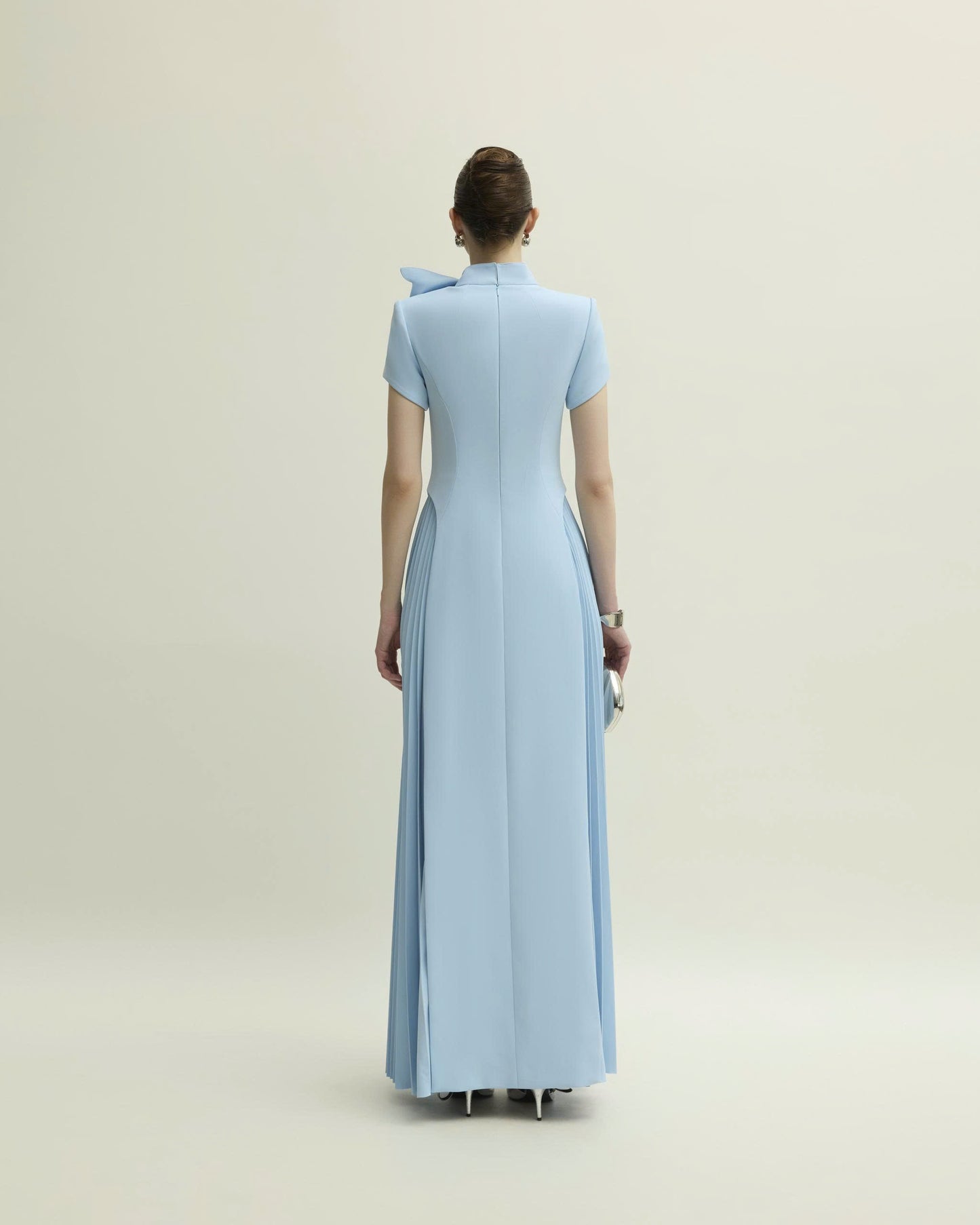 Sky Elegance Pleated Maxi Dress
