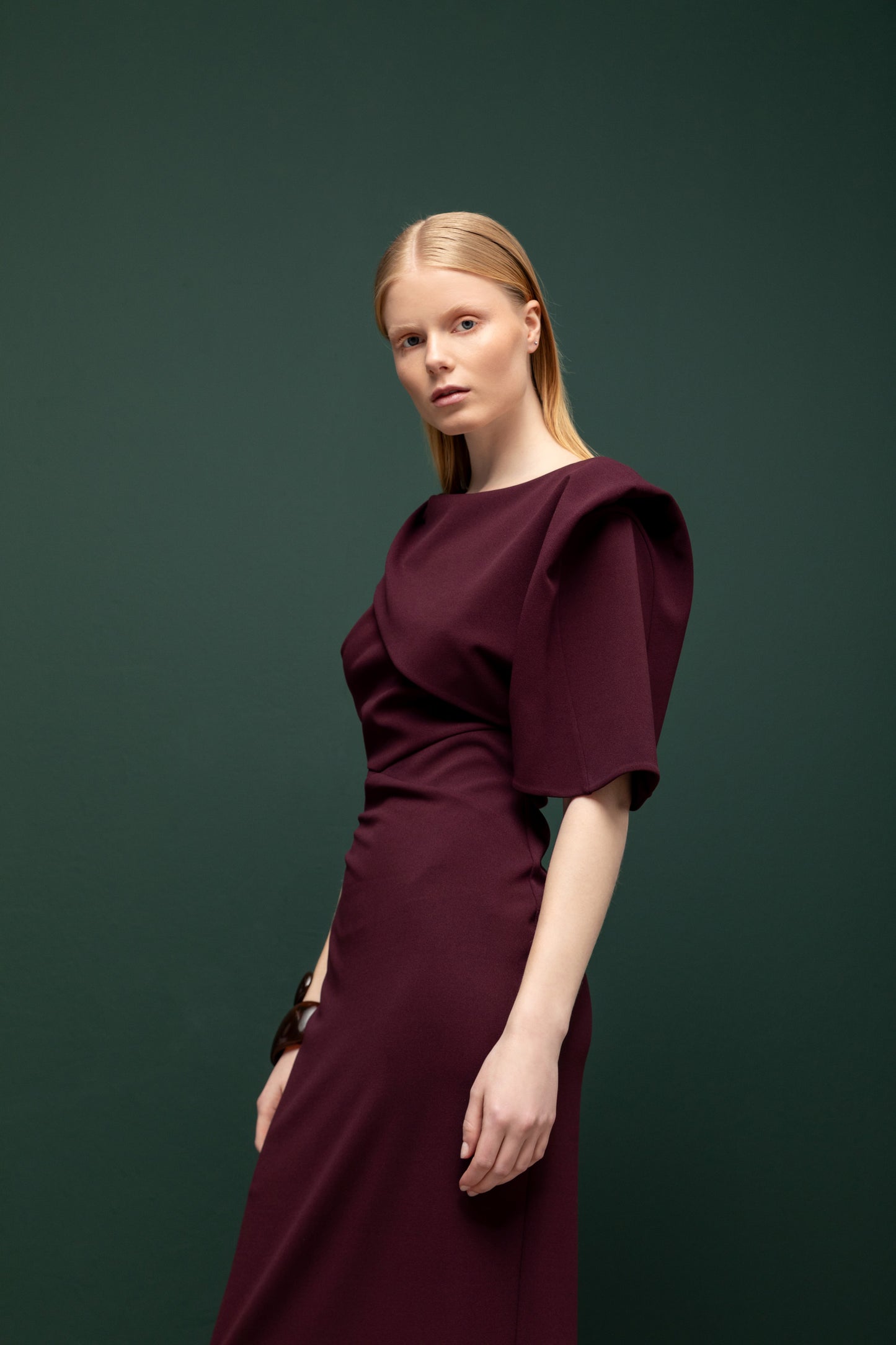 Burgundy Grace Draped Dress