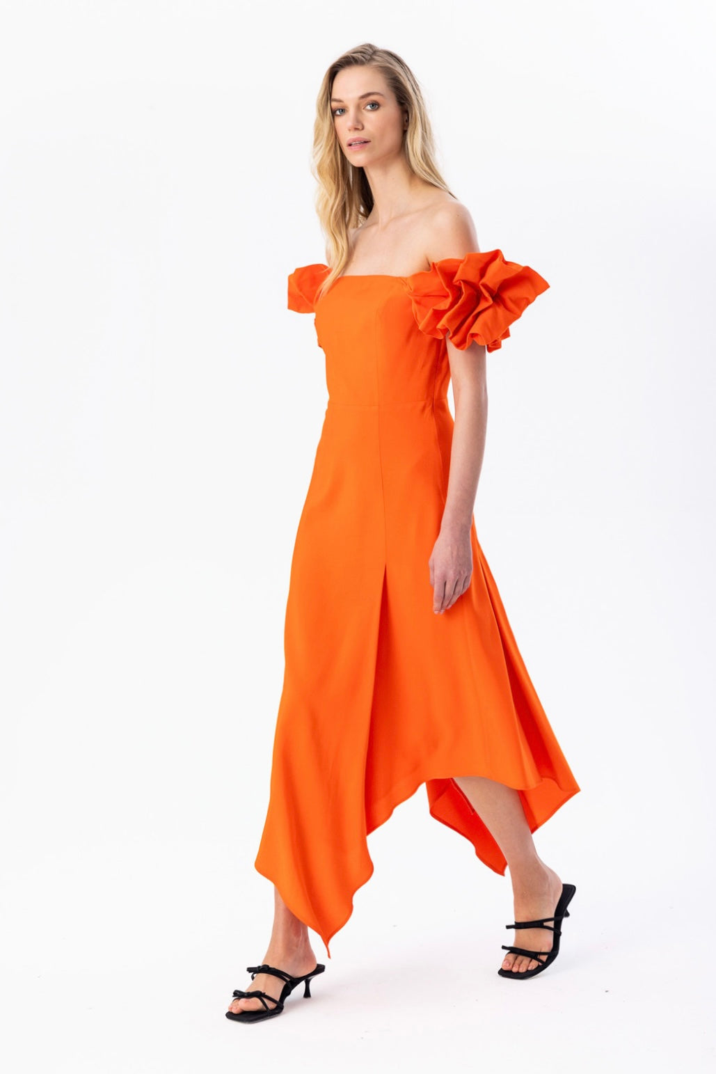 Low-Arm Midi Dress