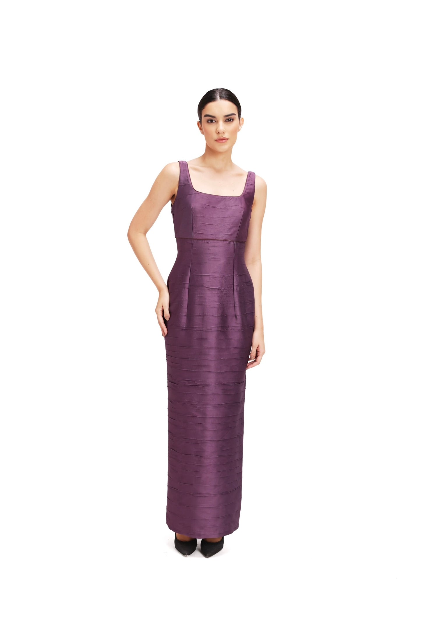 Elegant Satin Maxi Dress with Cropped Jacket