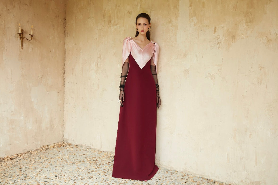 The Draped Burgundy Gown