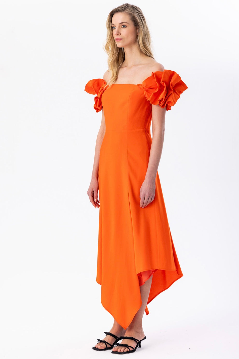 Low-Arm Midi Dress