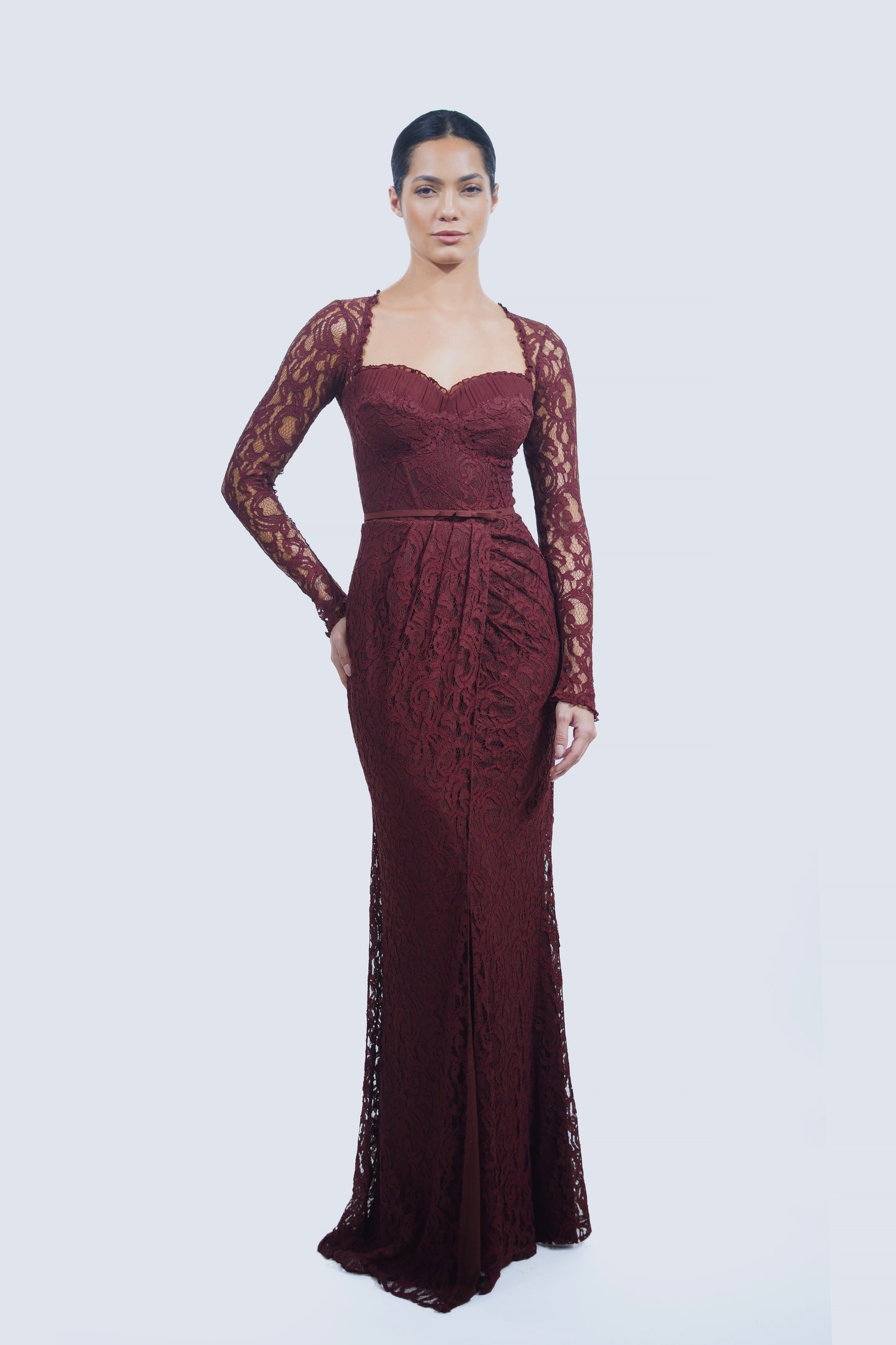 Elegant Burgundy Lace Dress