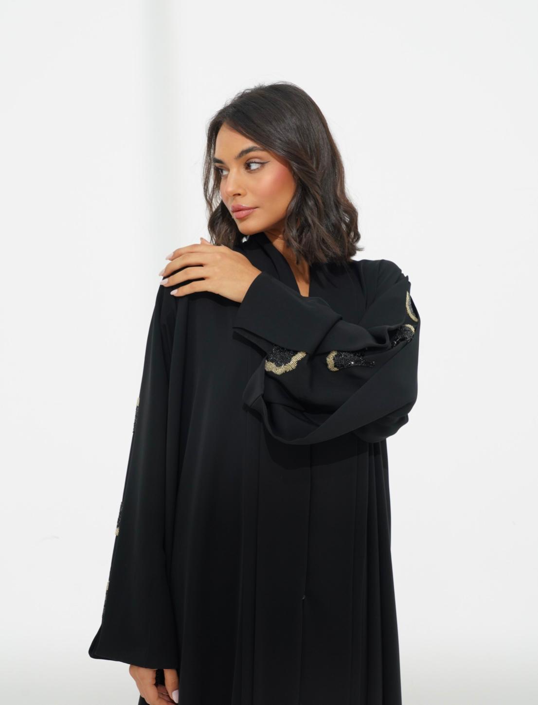 Elegant Black Abaya with Subtle Embellishments