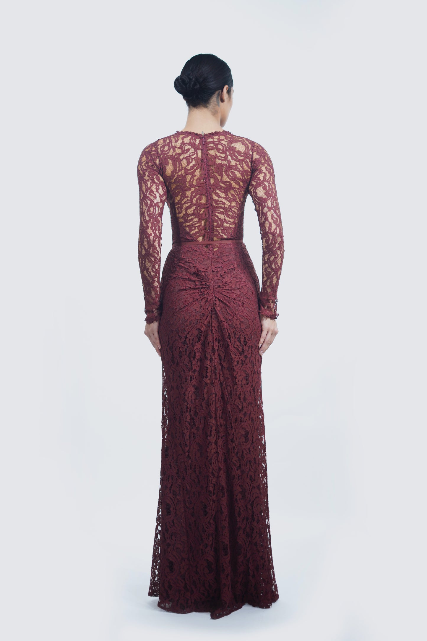 Elegant Burgundy Lace Dress