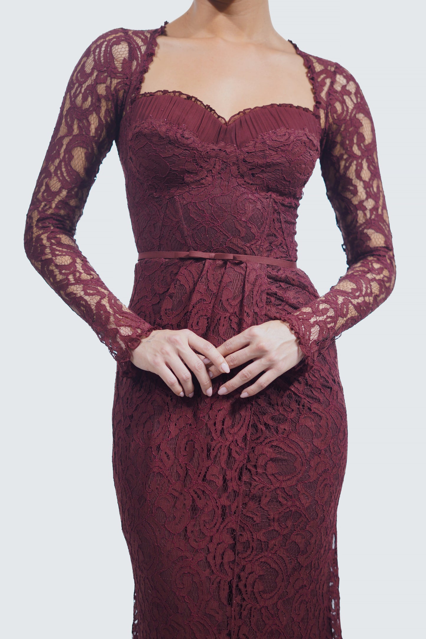 Elegant Burgundy Lace Dress