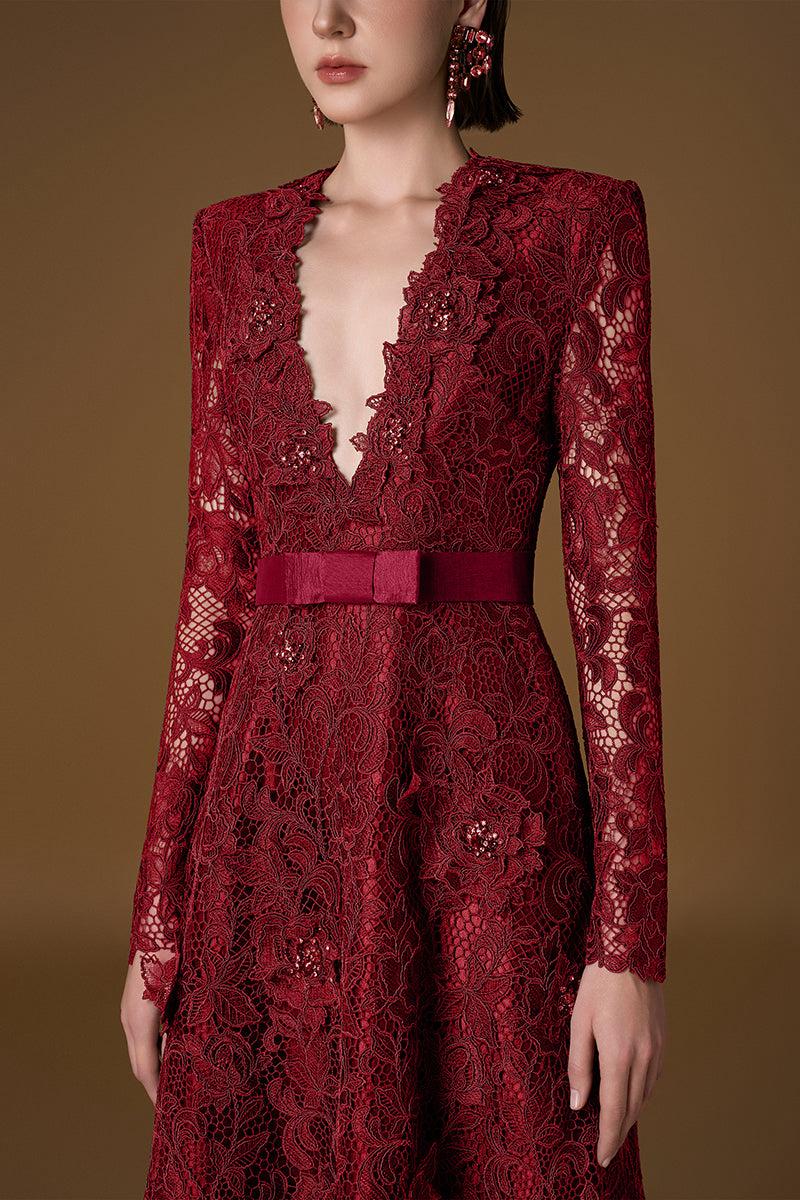V-NECK A-LINE GOWN