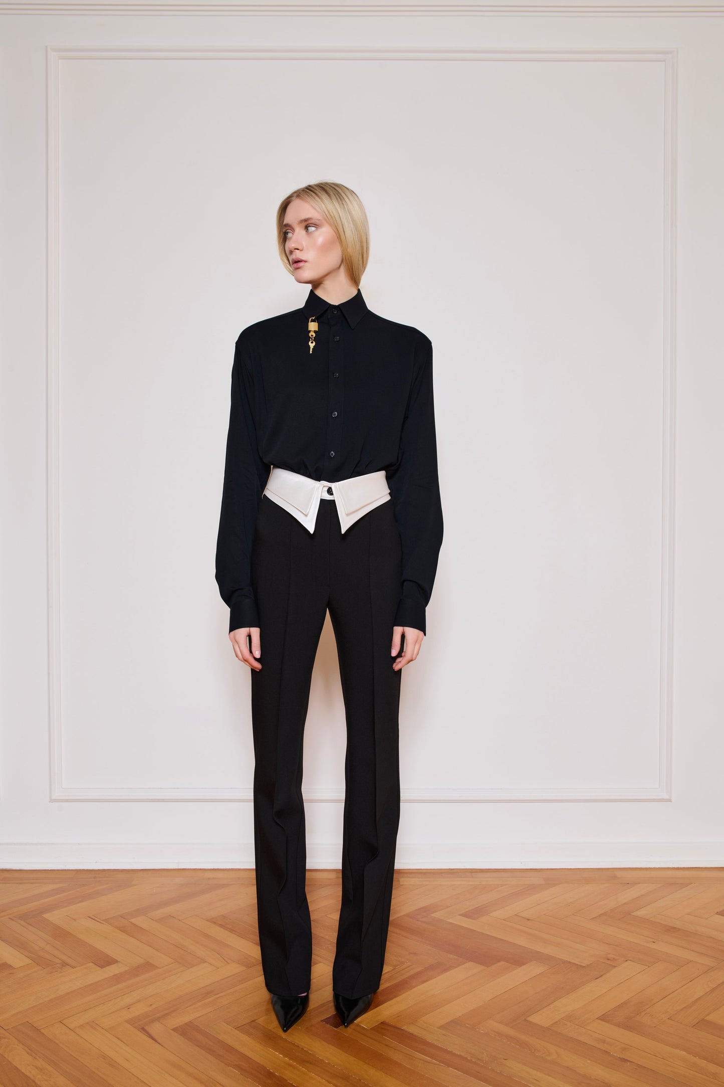 Her White Collar Pants