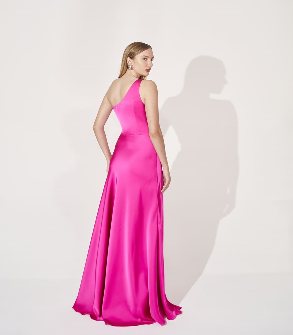 ONE SHOULDER SATIN DRESS