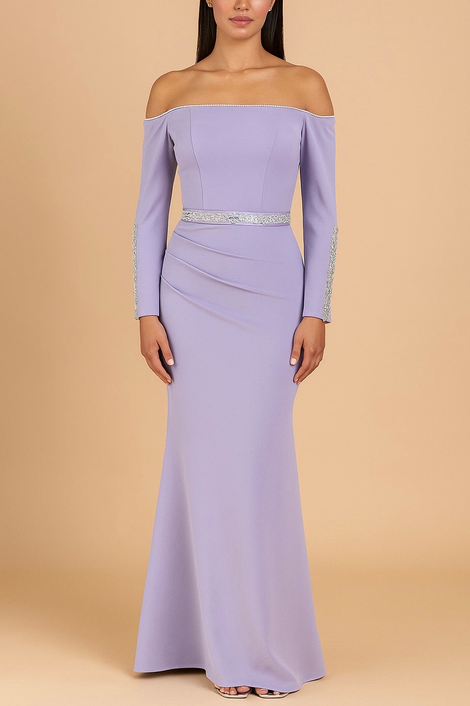 Off-the-Shoulder Lavender Evening Gown