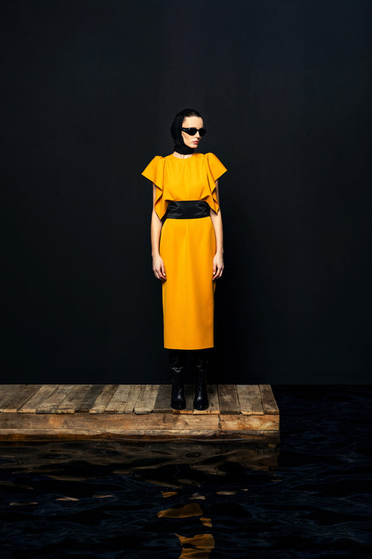 Saffron Sculpted Midi Dress