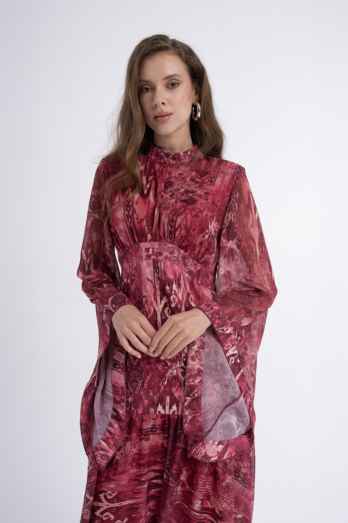 Crimson Flow Printed Maxi Dress