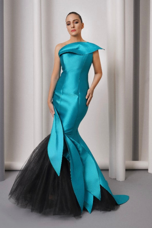 Sculptural Mermaid Evening Gown