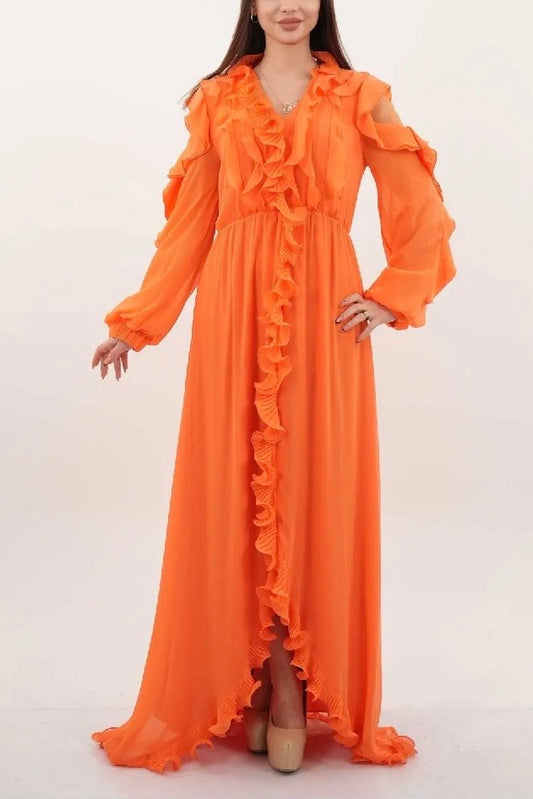 Vibrant Ruffled Maxi Dress