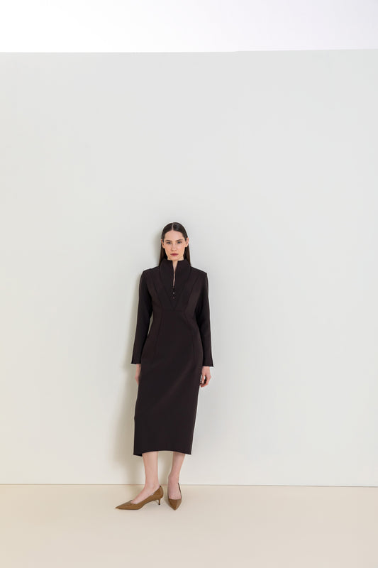 Structured Elegance Midi Dress