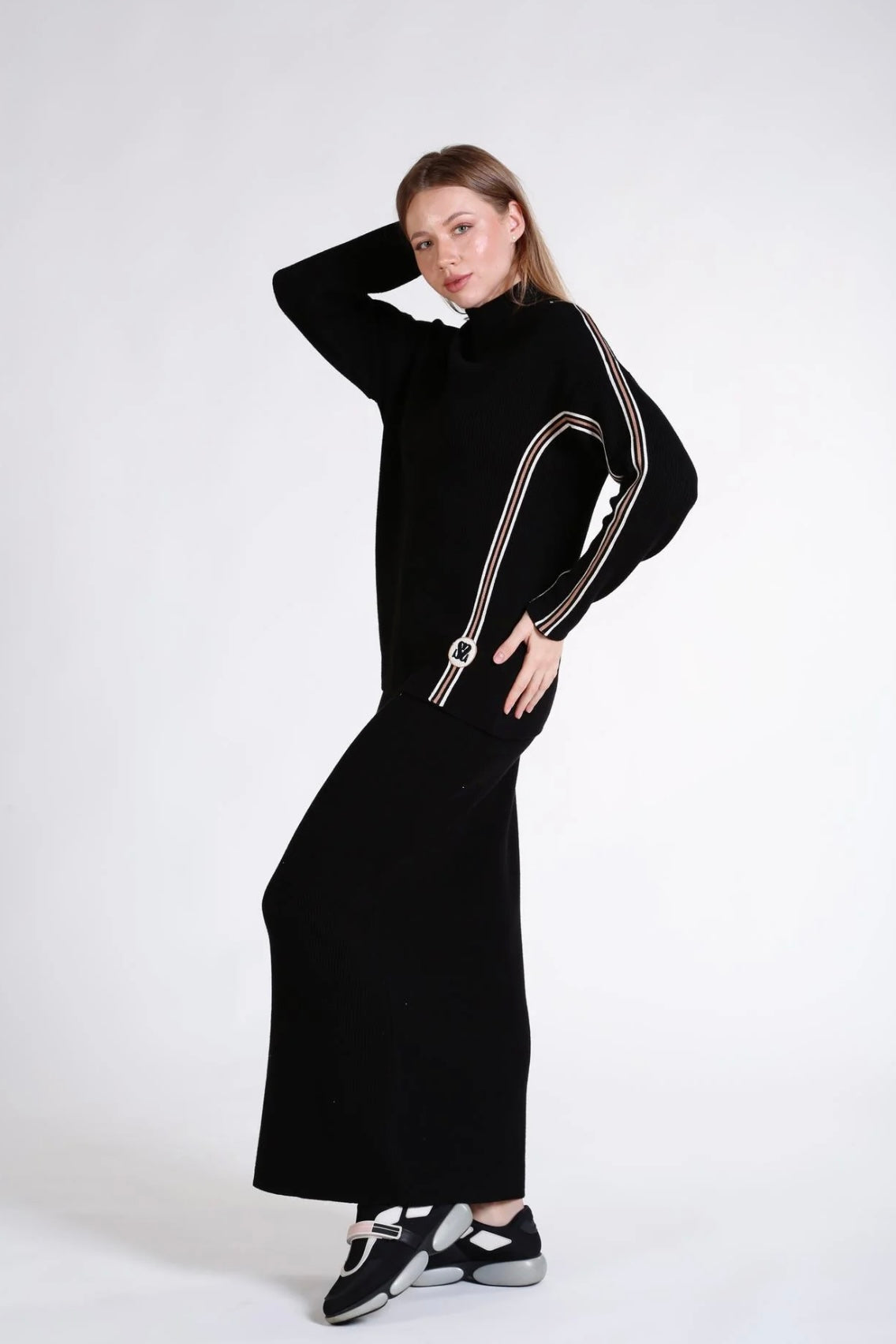 Arma Embroidery Detailed Knitwear Sweater-Skirt Set