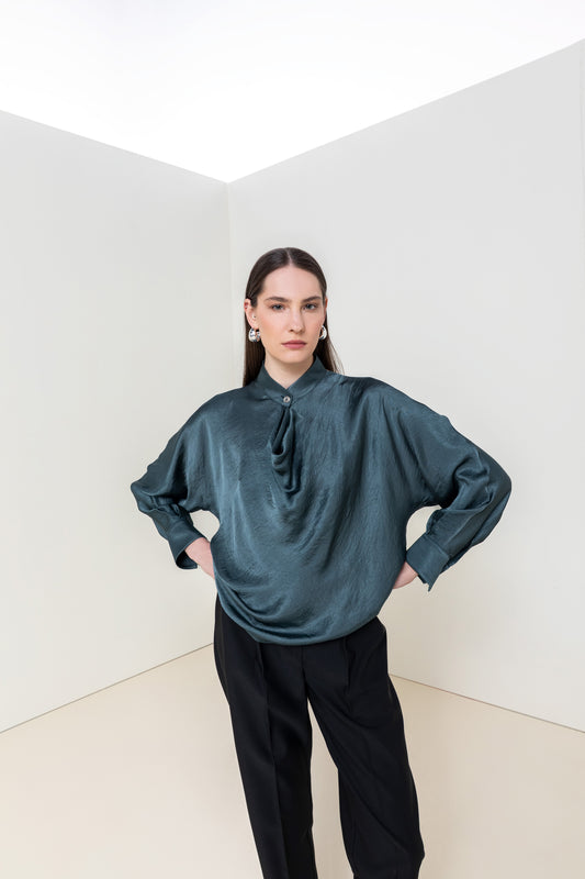 Satin Luxe Button-Up Blouse