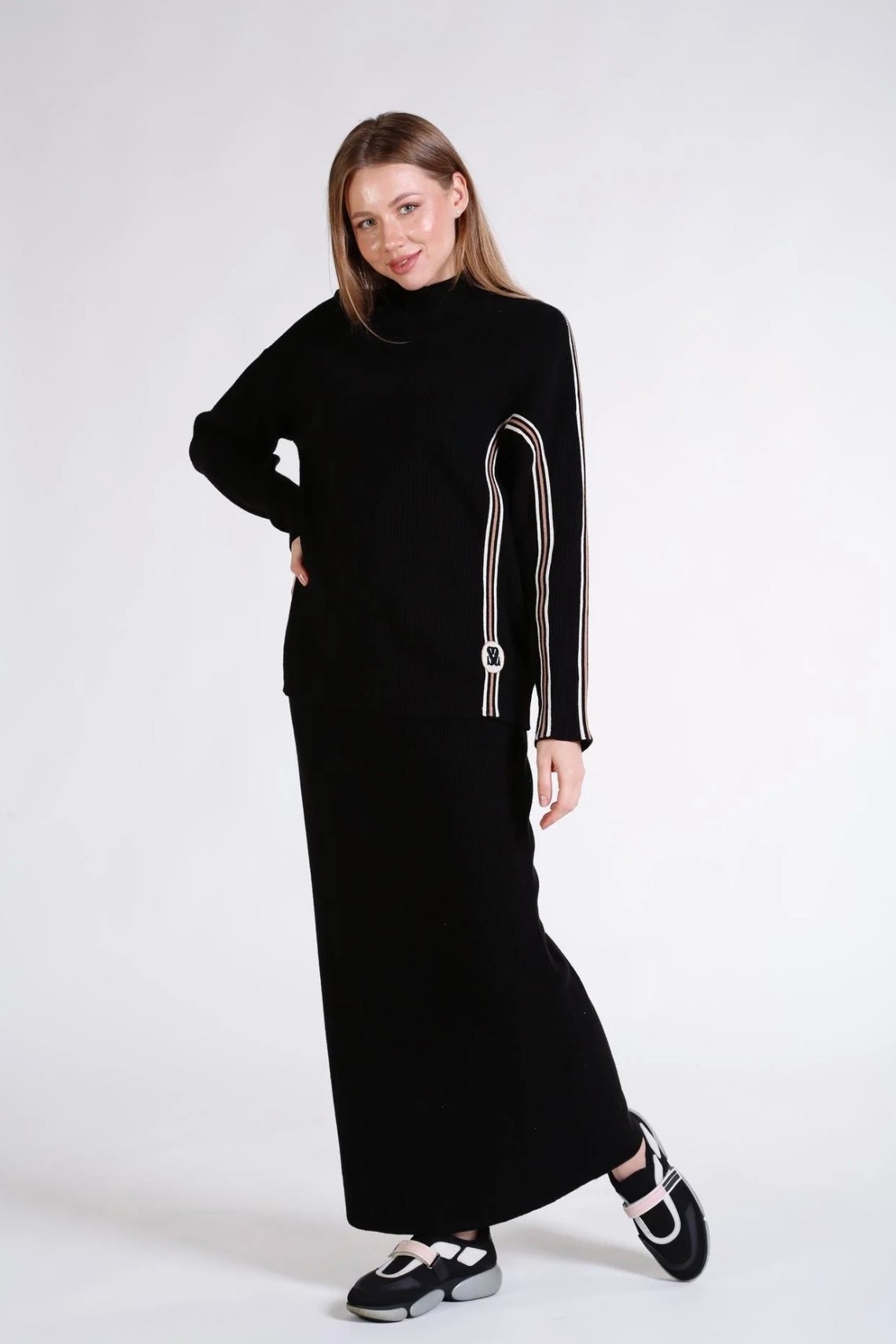 Arma Embroidery Detailed Knitwear Sweater-Skirt Set