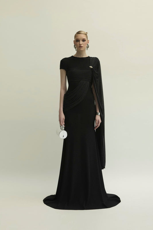 Midnight Grace Draped Gown