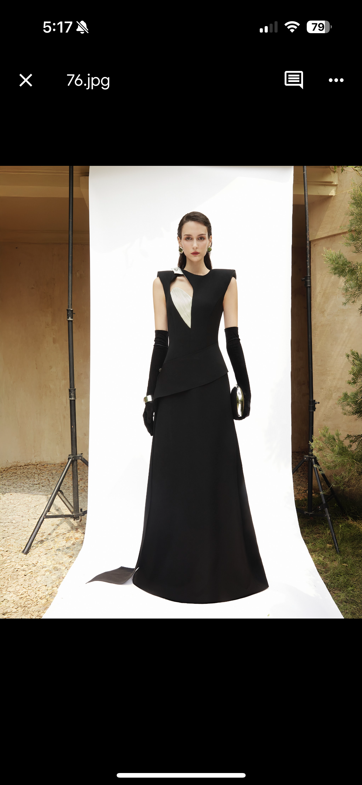 Architectural Black Gown with Metallic Accent
