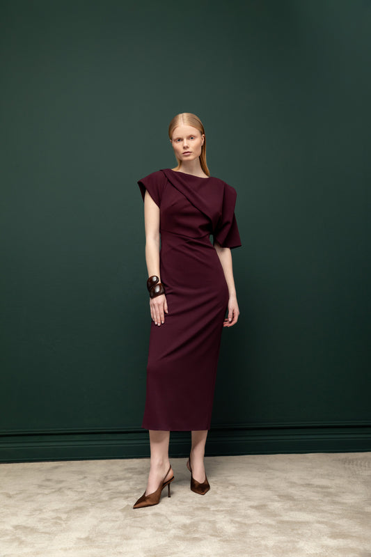 Burgundy Grace Draped Dress